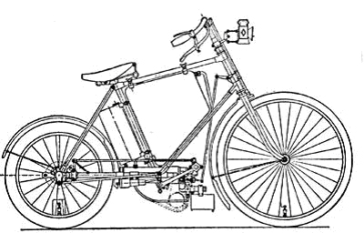 Csonka János és  Bánki Donát kísérleti motorkerékpárjáról készült rajz